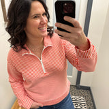 Coral/Blush Half Zip Pull Over Tops- Sweatshirt WISHLIST