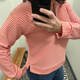 Coral/Blush Half Zip Pull Over Tops- Sweatshirt WISHLIST