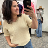 Sand V-Neck Sweater Top - Sweater DOE & RAE
