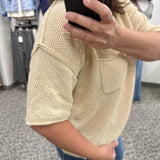 Sand V-Neck Sweater Top - Sweater DOE & RAE