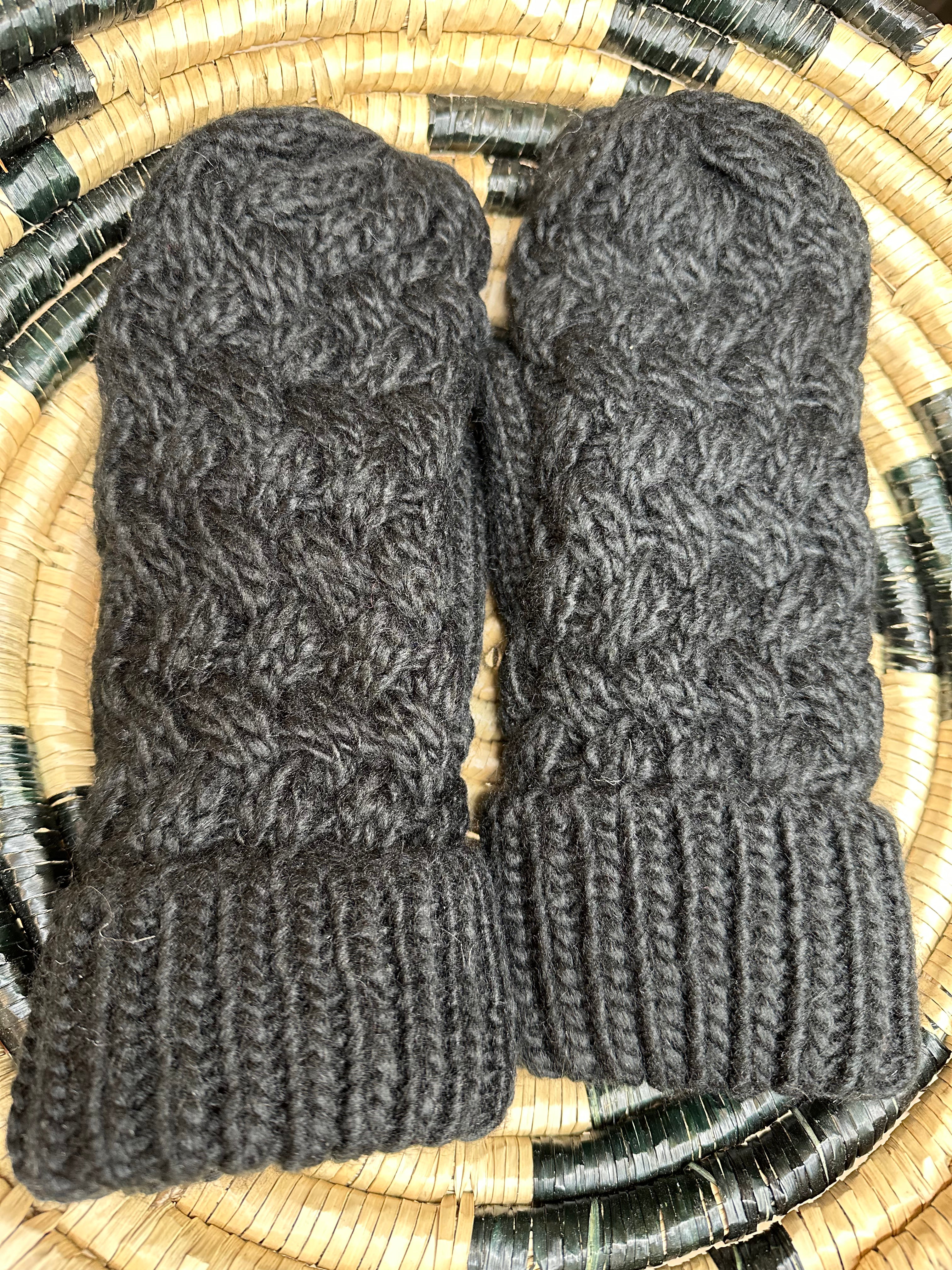 Black Knit MIttens Accessories - Hat PANACHE