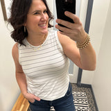 Cream Black Stripe Euclid Tank Tops- Tanks THREAD & SUPPLY