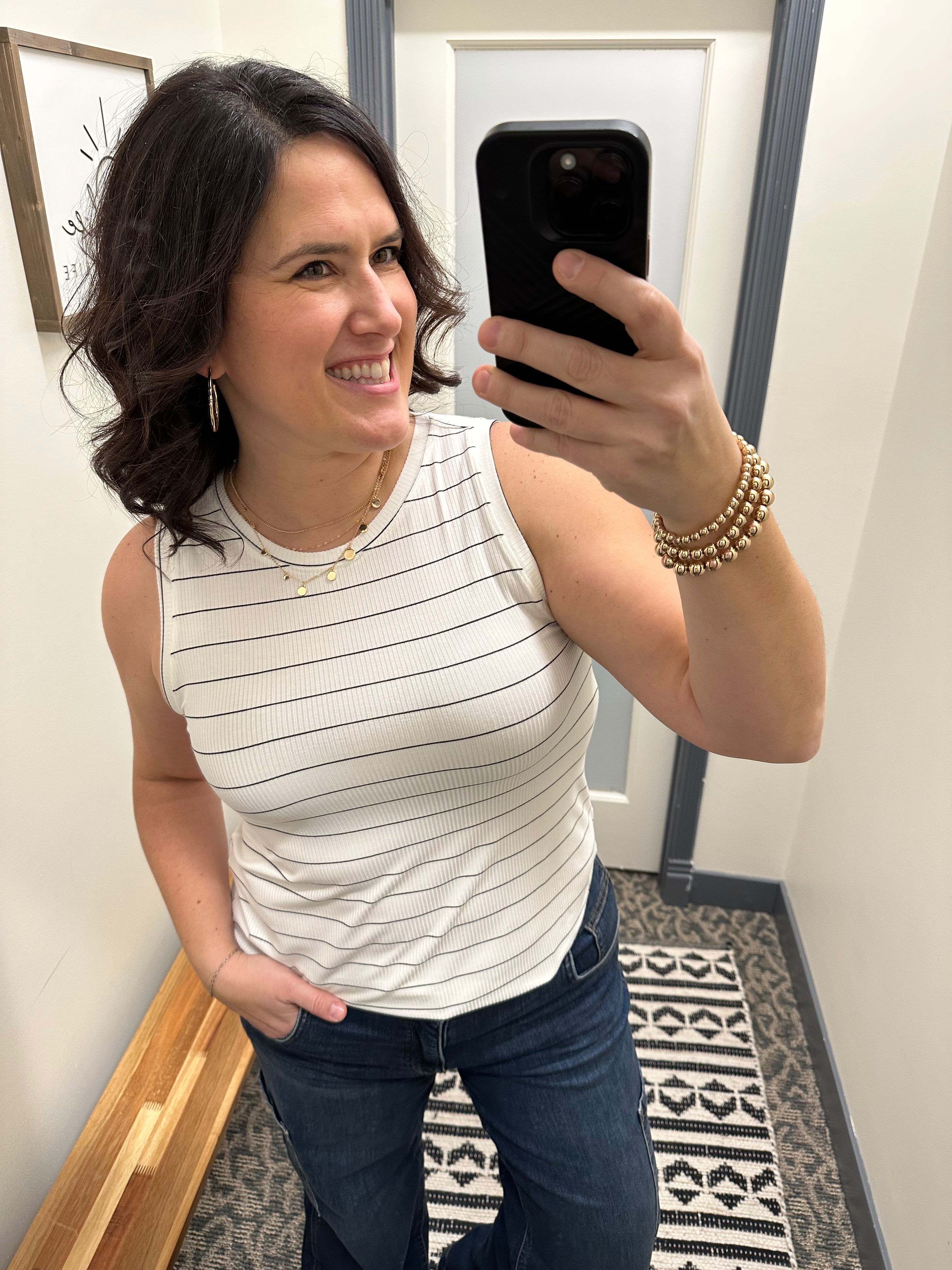 Cream Black Stripe Euclid Tank Tops- Tanks THREAD & SUPPLY
