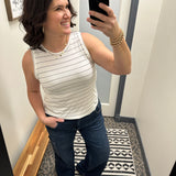 Cream Black Stripe Euclid Tank Tops- Tanks THREAD & SUPPLY