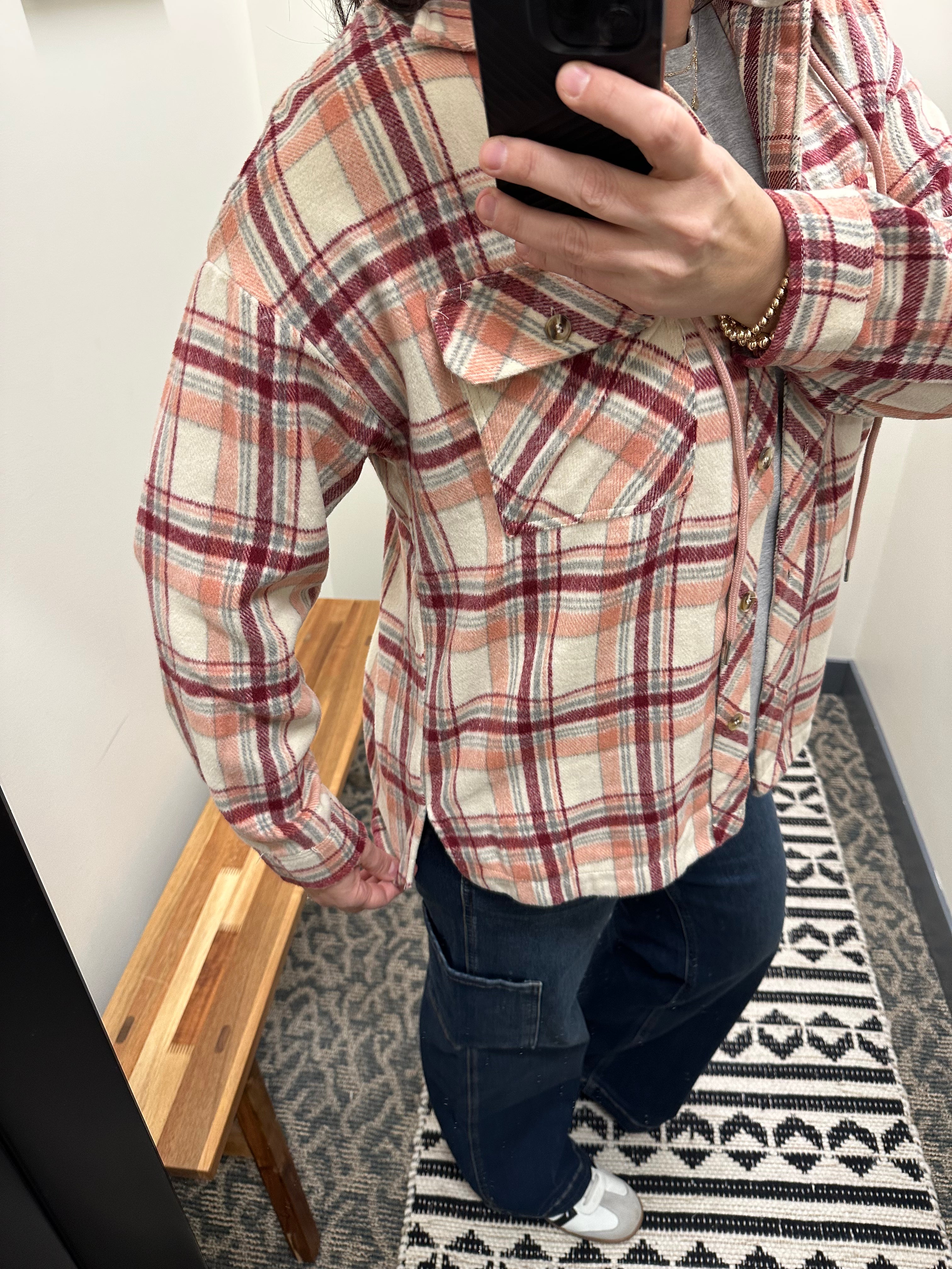 Pink Hooded Button Down Shacket Outerwear- Jackets STACCATO