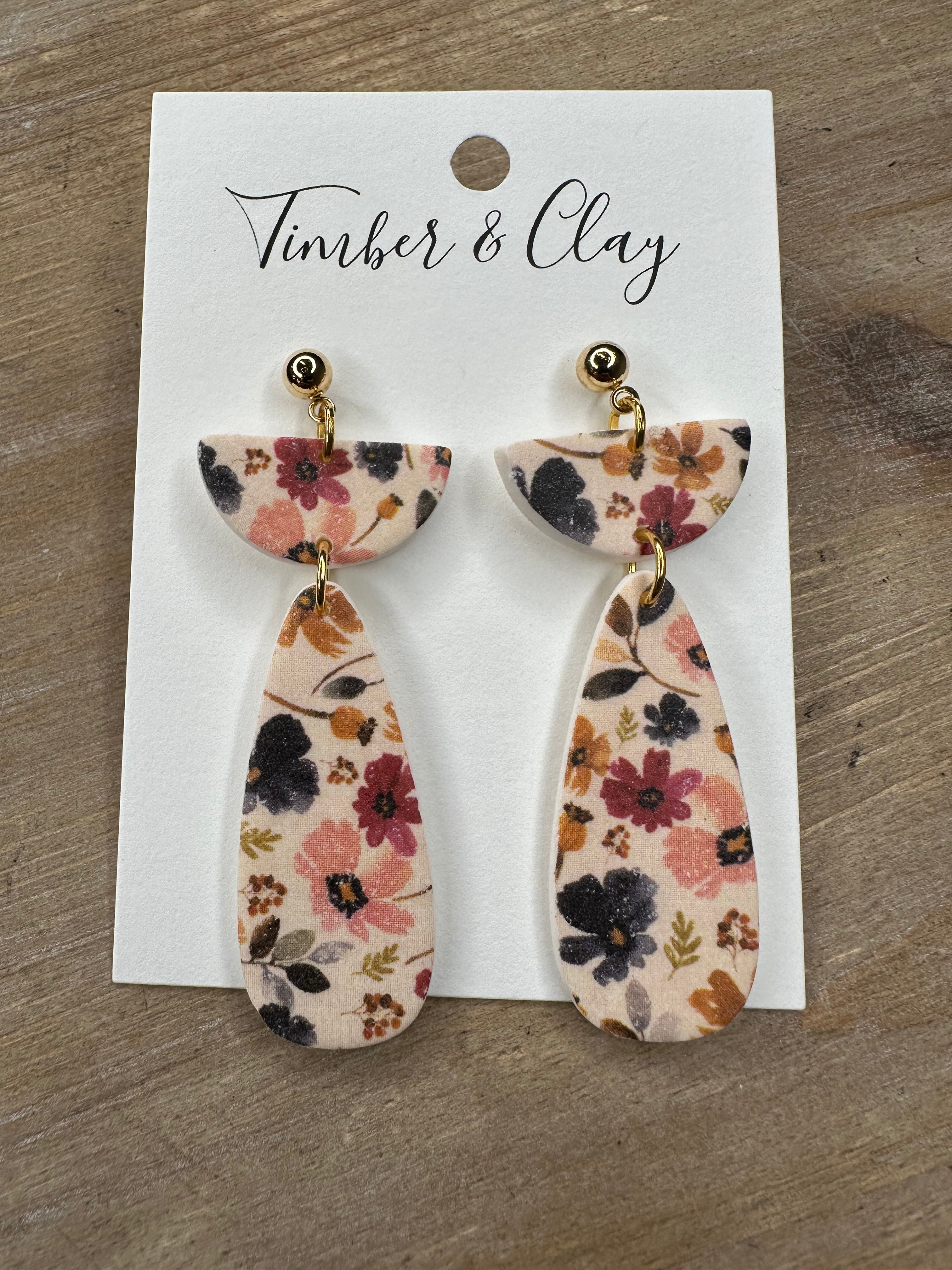 Floral Clay Earrings Jewelry - Earrings Timber & Clay