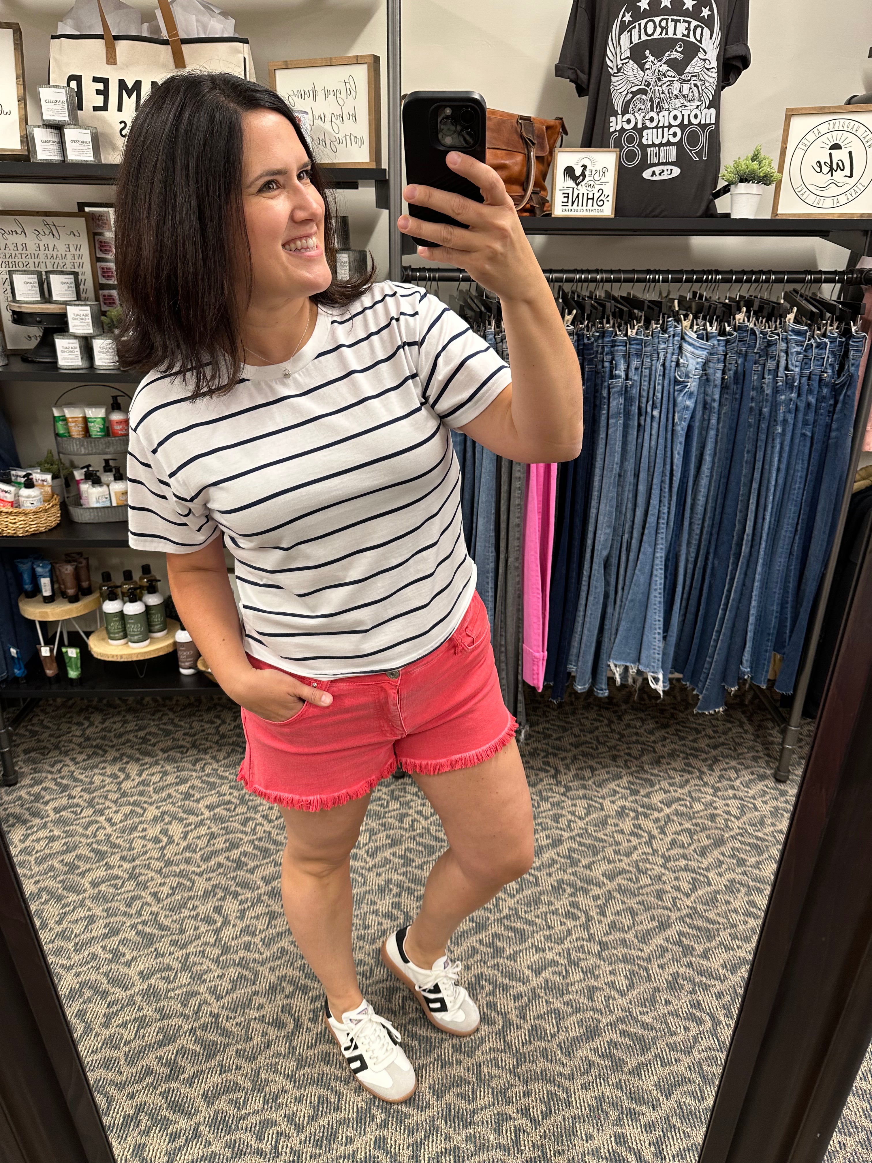 White/Navy Stripe Katelin Tee Tops- Tees THREAD & SUPPLY