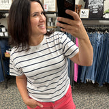 White/Navy Stripe Katelin Tee Tops- Tees THREAD & SUPPLY