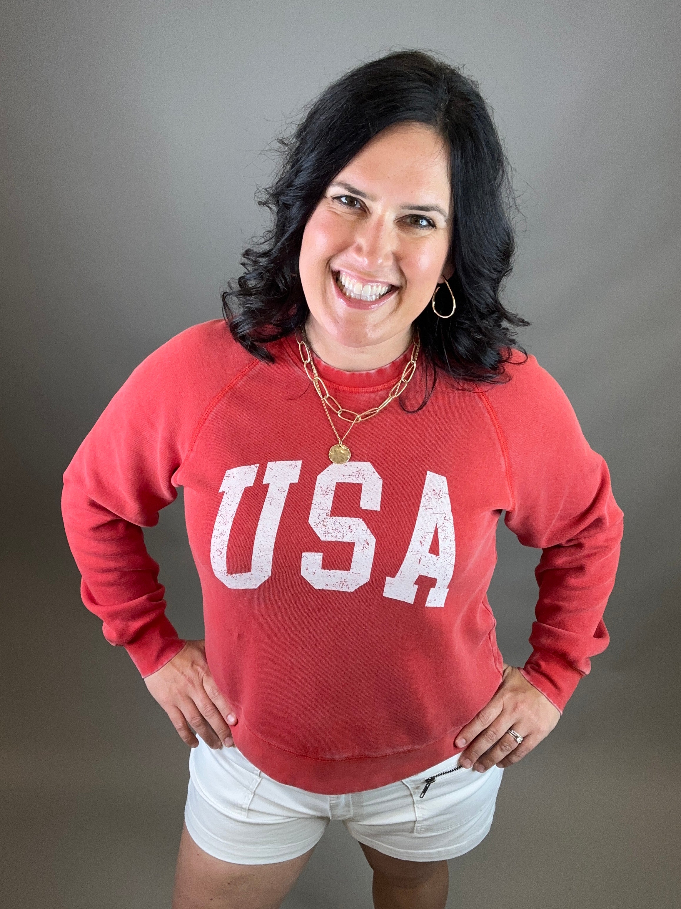Red Jordan Sweatshirt Top- Sweatshirt THREAD & SUPPLY