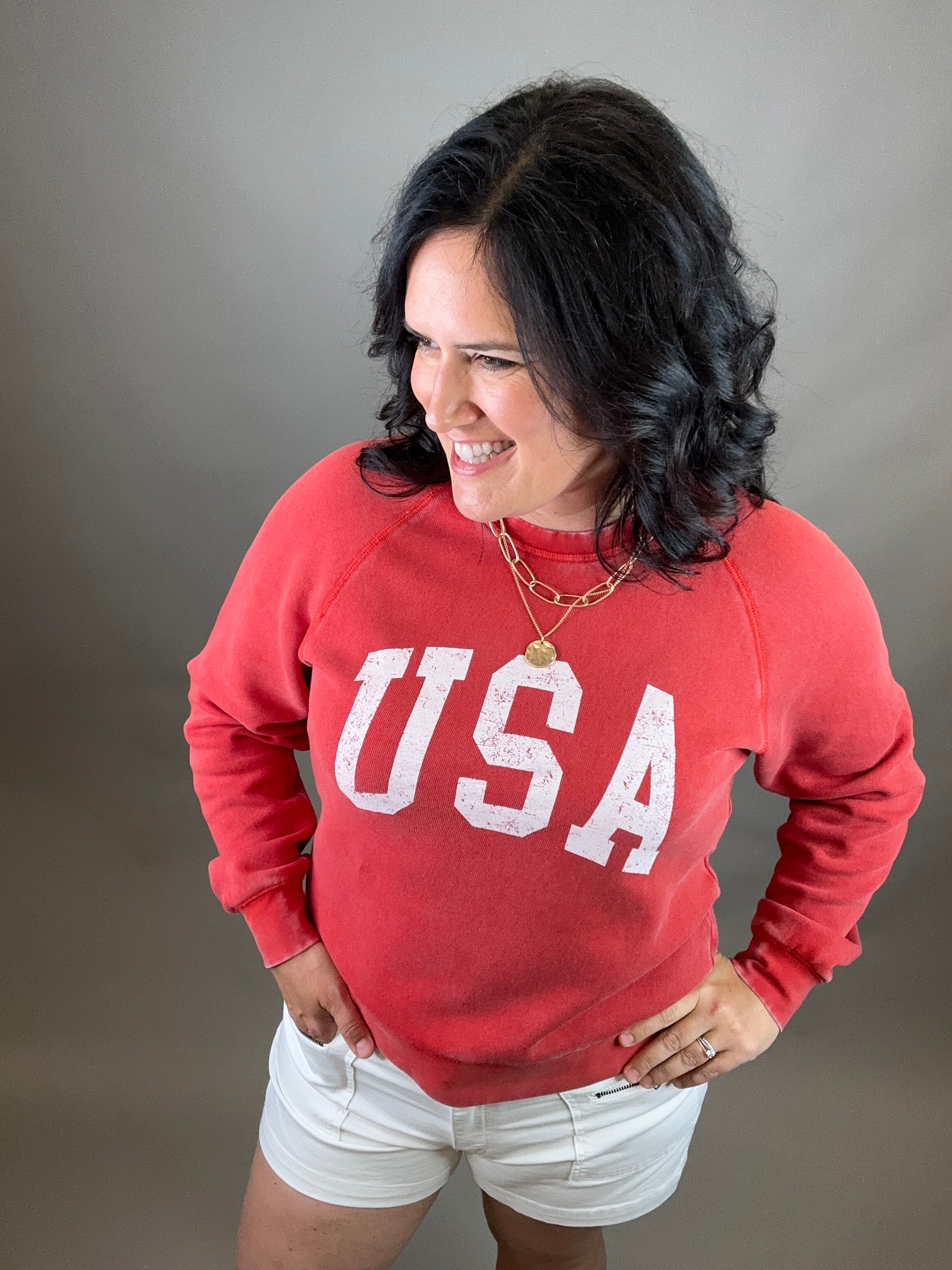 Red Jordan Sweatshirt Top- Sweatshirt THREAD & SUPPLY