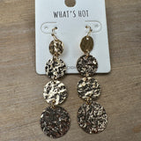 Gold Hammered Drop Earrings Jewelry - Earrings WHAT'S HOT