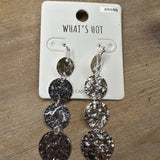 Silver Hammered Drop Earrings Jewelry - Earrings WHAT'S HOT