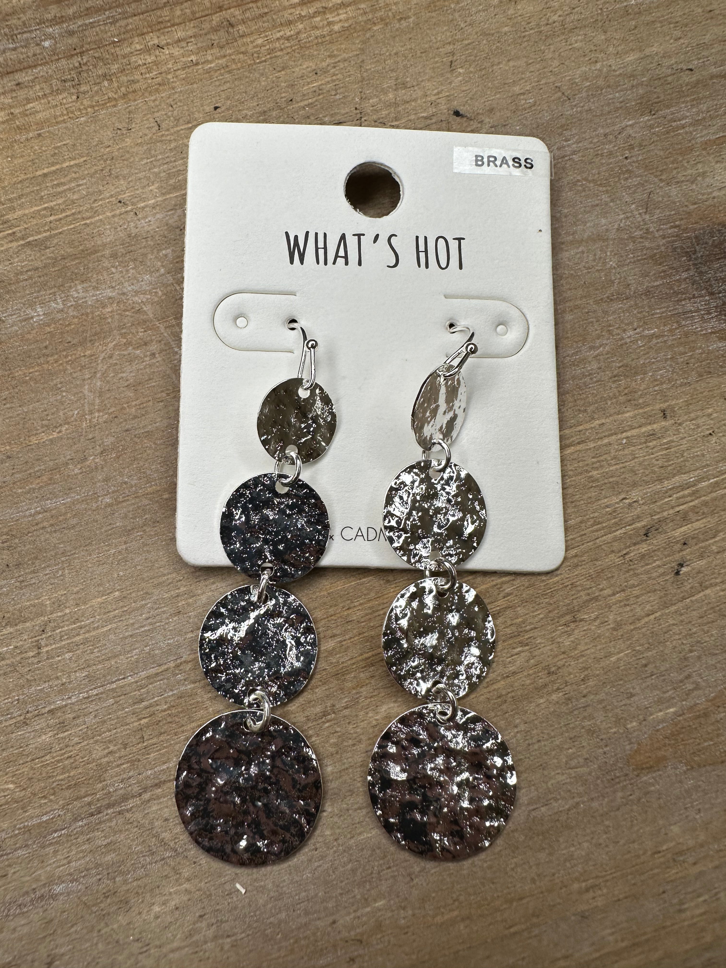 Silver Hammered Drop Earrings Jewelry - Earrings WHAT'S HOT