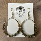 Green/Gold Dangle Hoop Earrings Jewelry - Earrings PANACHE