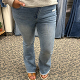 High Rise Flare Criss Cross (MICA) Bottom- Pants MICA DENIM