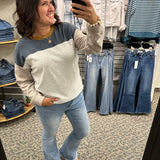 High Rise Flare Criss Cross (MICA) Bottom- Pants MICA DENIM
