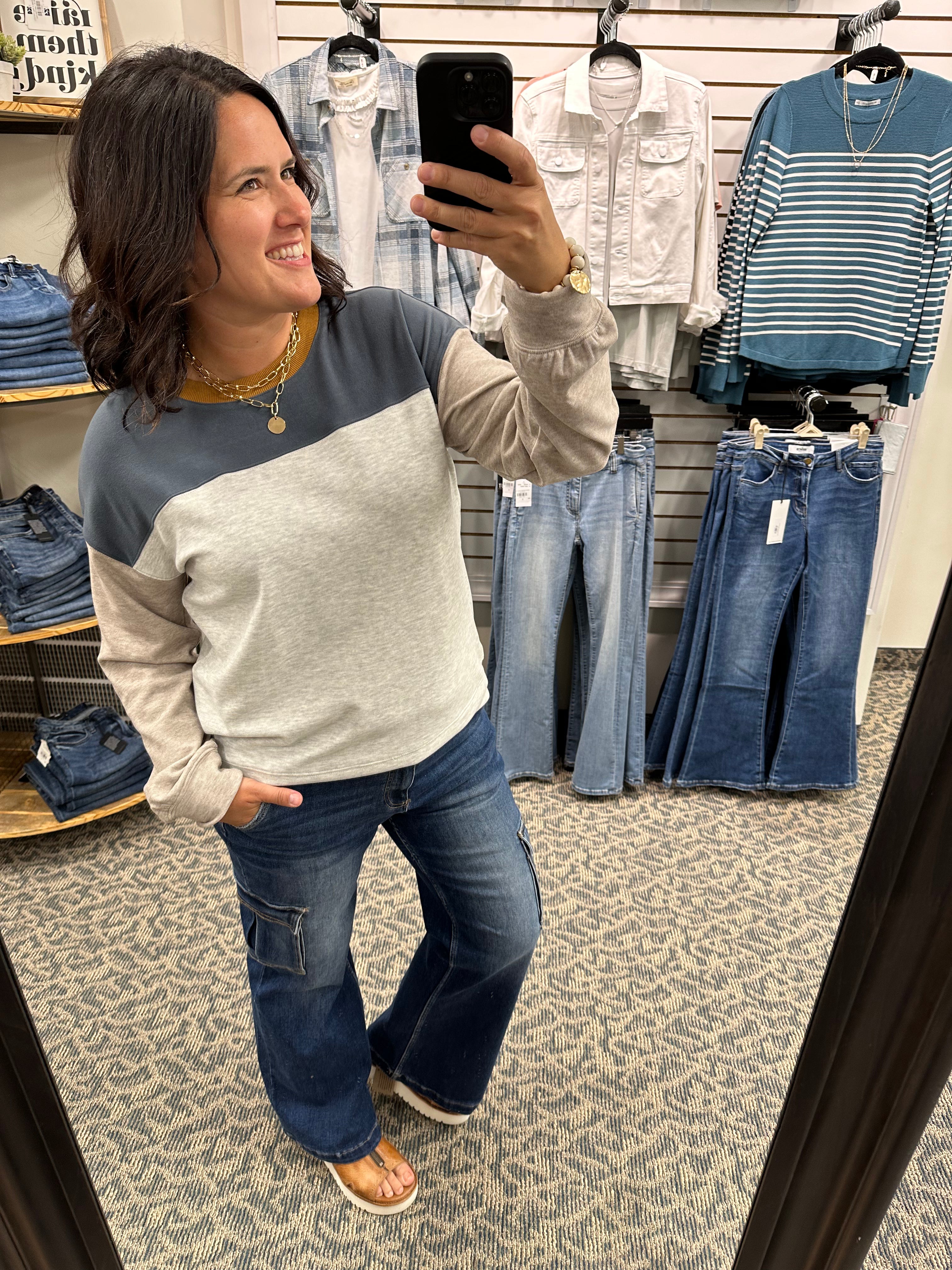 High Rise Wide Leg Cargo Jeans (Risen) Bottoms - Pants RISEN