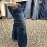 High Rise Wide Leg Cargo Jeans (Risen) Bottoms - Pants RISEN