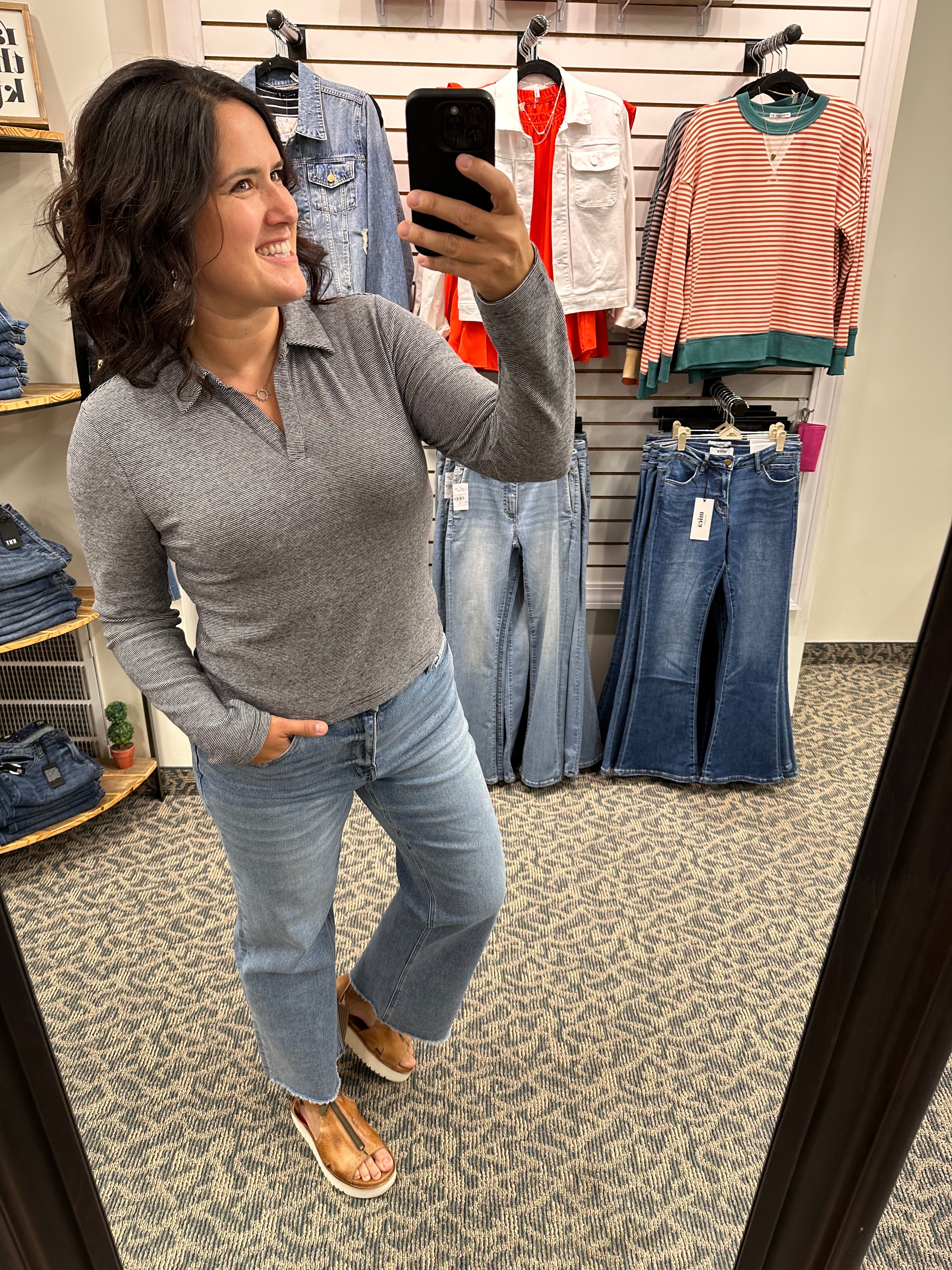 Dark Navy Stripe Alaine Top Top- Sweatshirts THREAD & SUPPLY