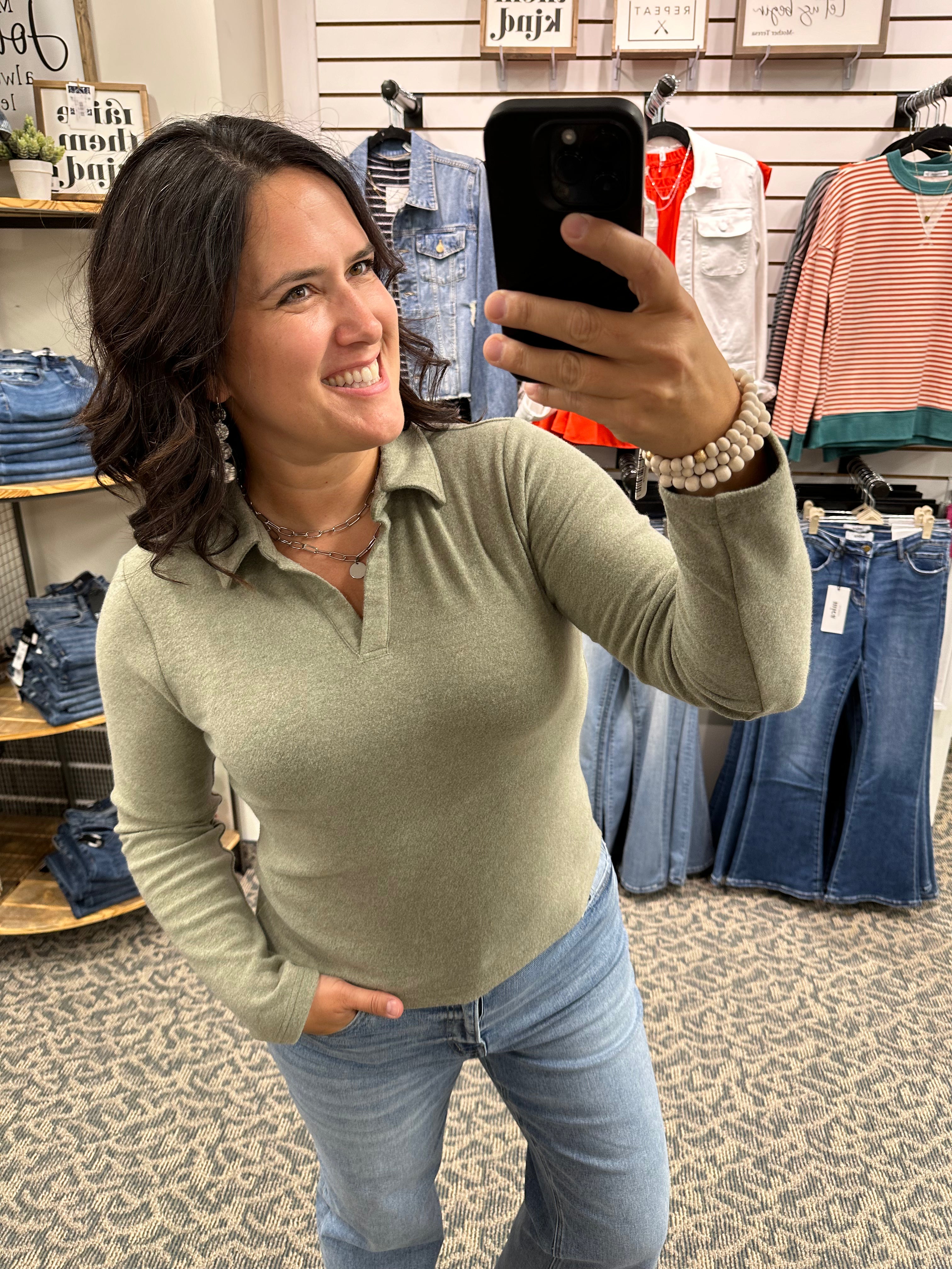 Light Olive Alaine Top Top- Sweatshirts THREAD & SUPPLY