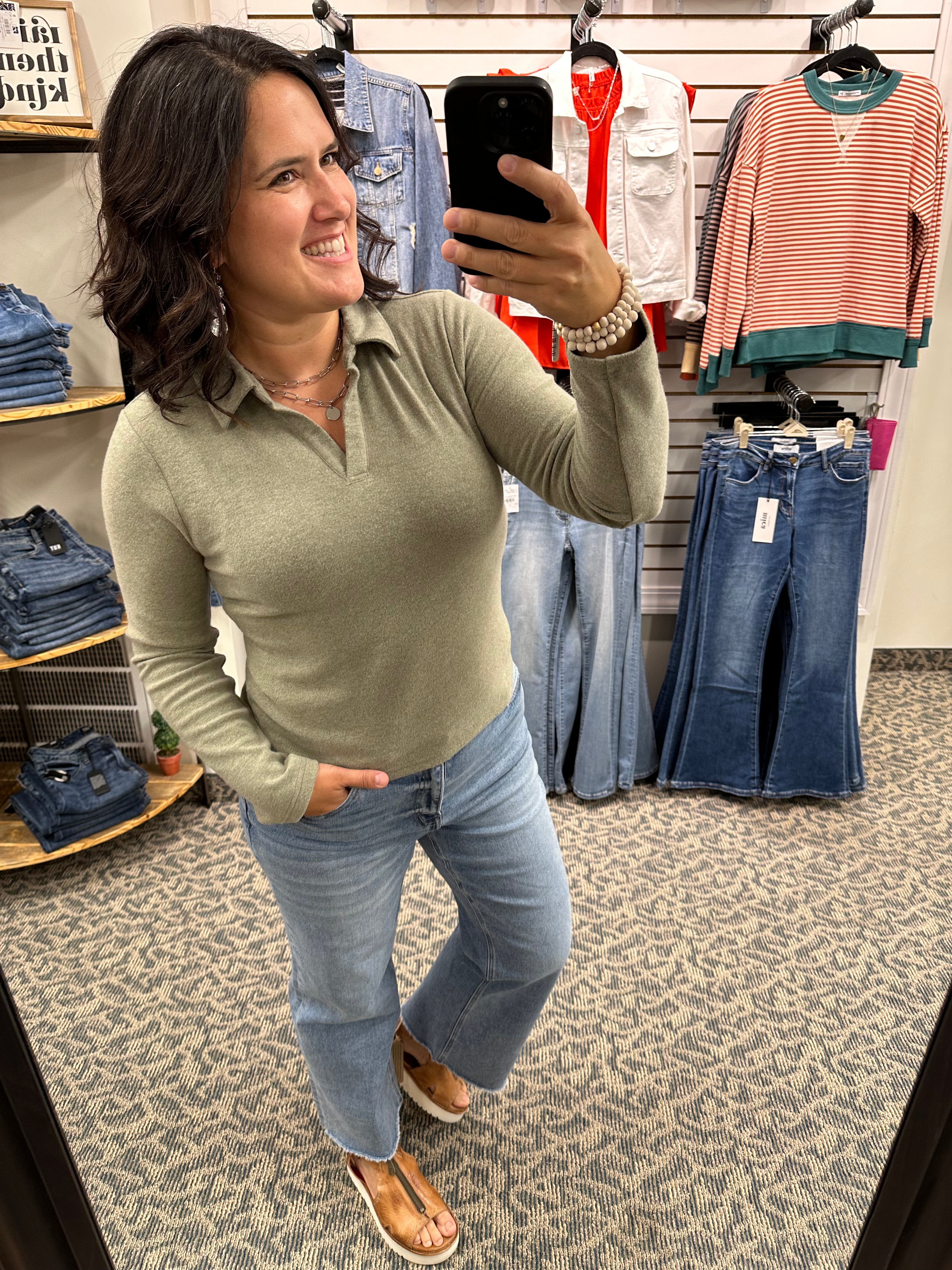 Light Olive Alaine Top Top- Sweatshirts THREAD & SUPPLY