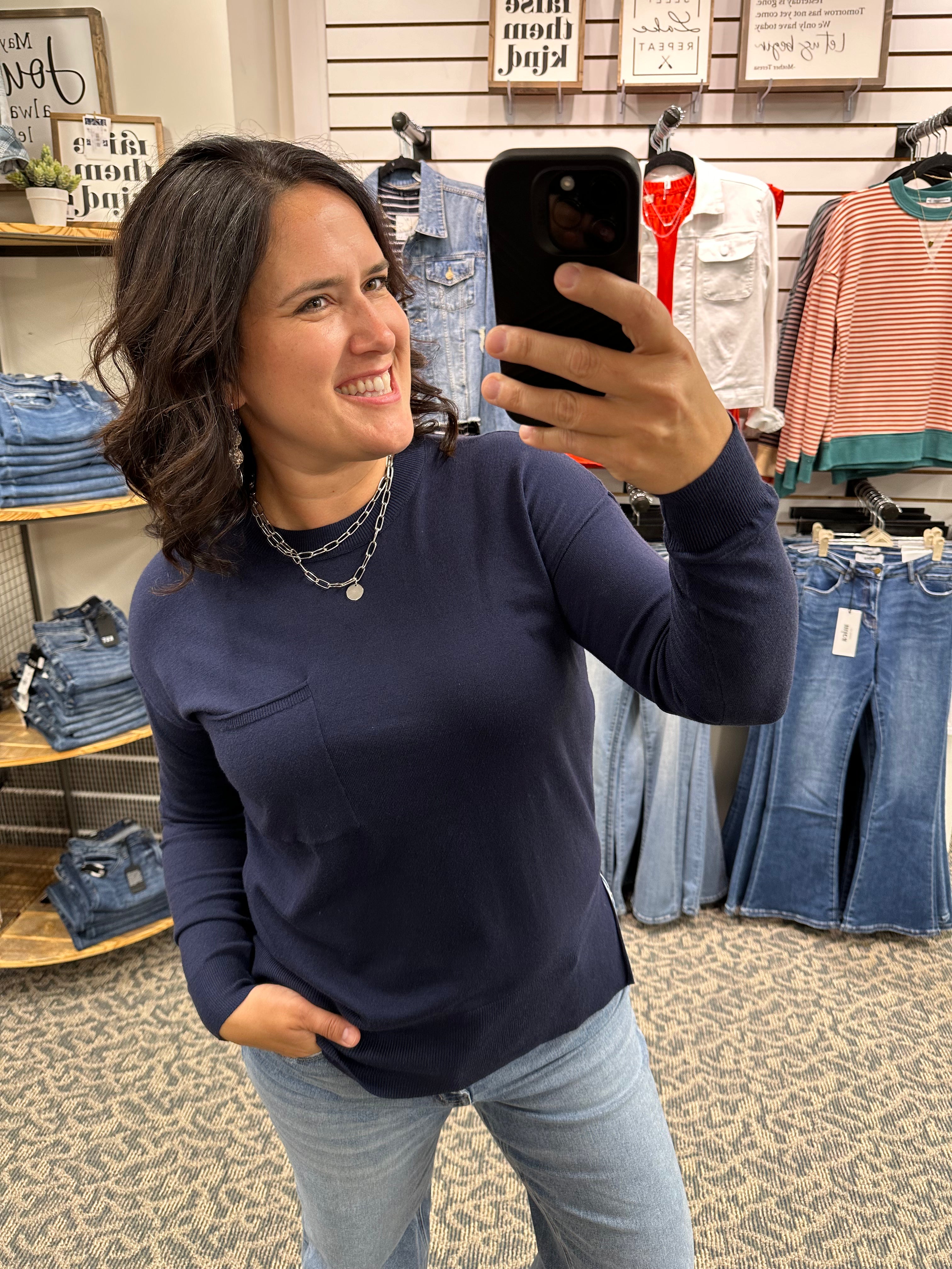 Ink Pocket Sweater Top - Sweater BE COOL