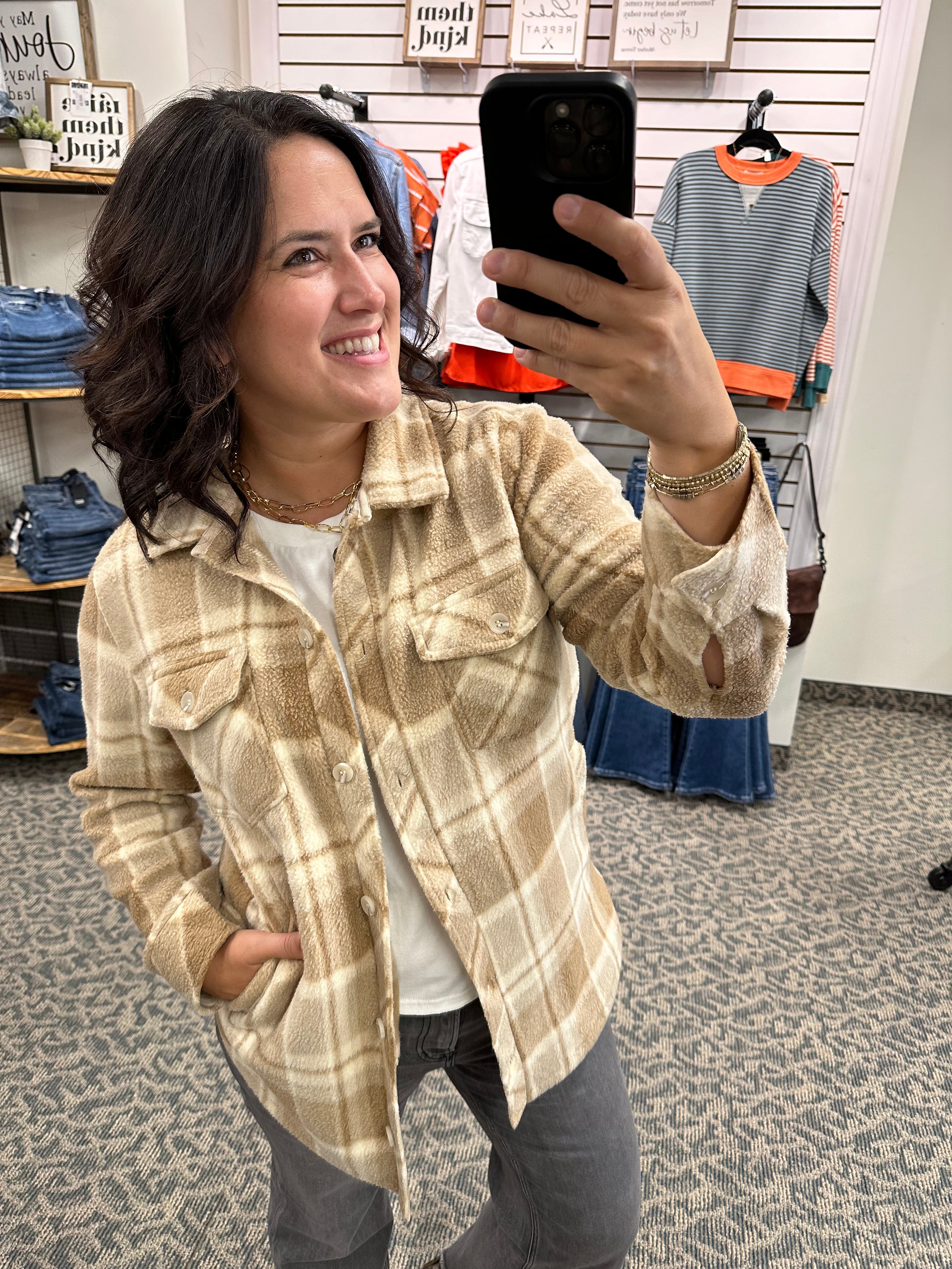 Beige Plaid Tullis Shacket Outerwear - Shacket THREAD & SUPPLY