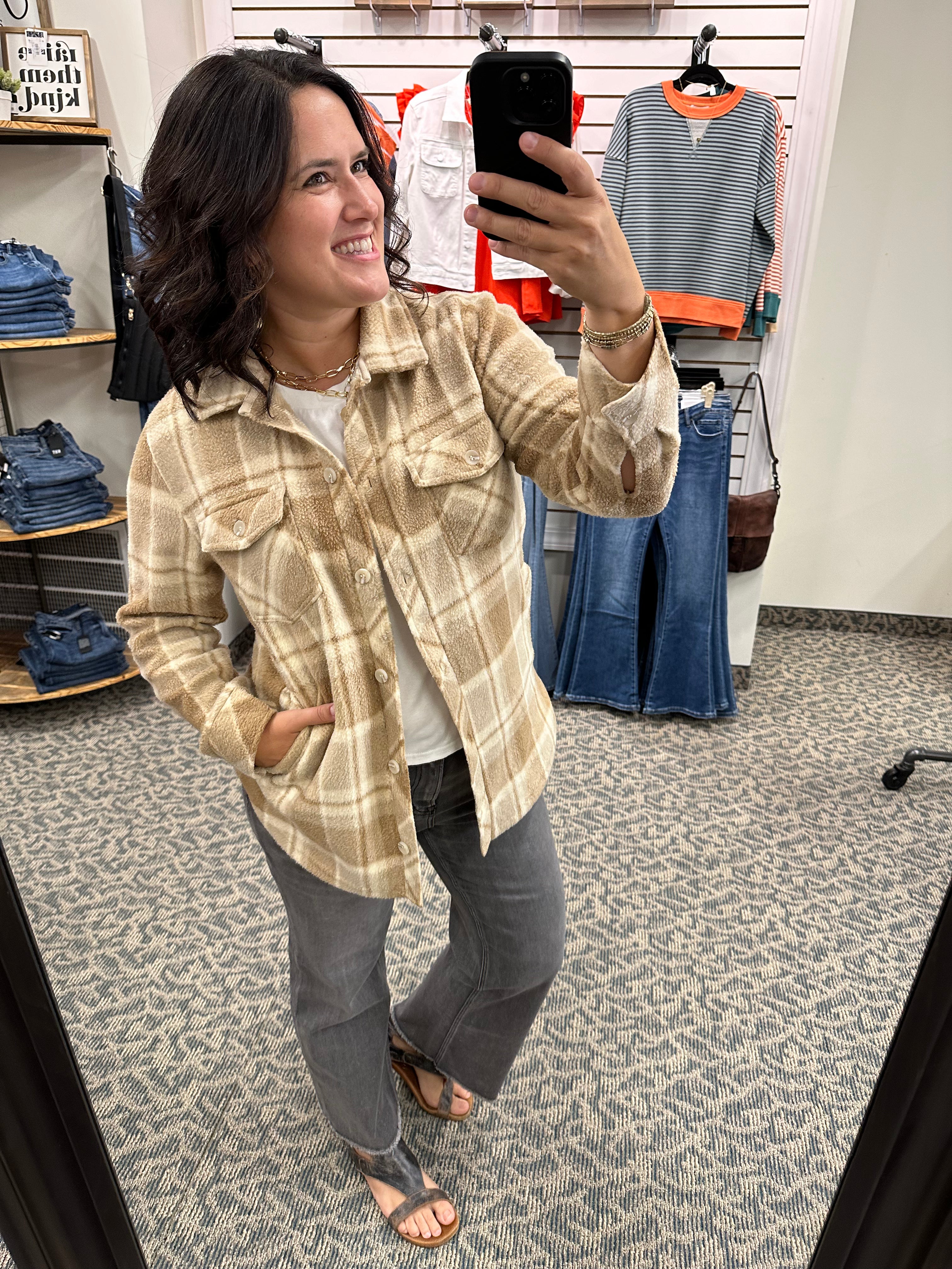 Beige Plaid Tullis Shacket Outerwear - Shacket THREAD & SUPPLY