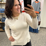 Cream Pocket Sweater Top - Sweater BE COOL
