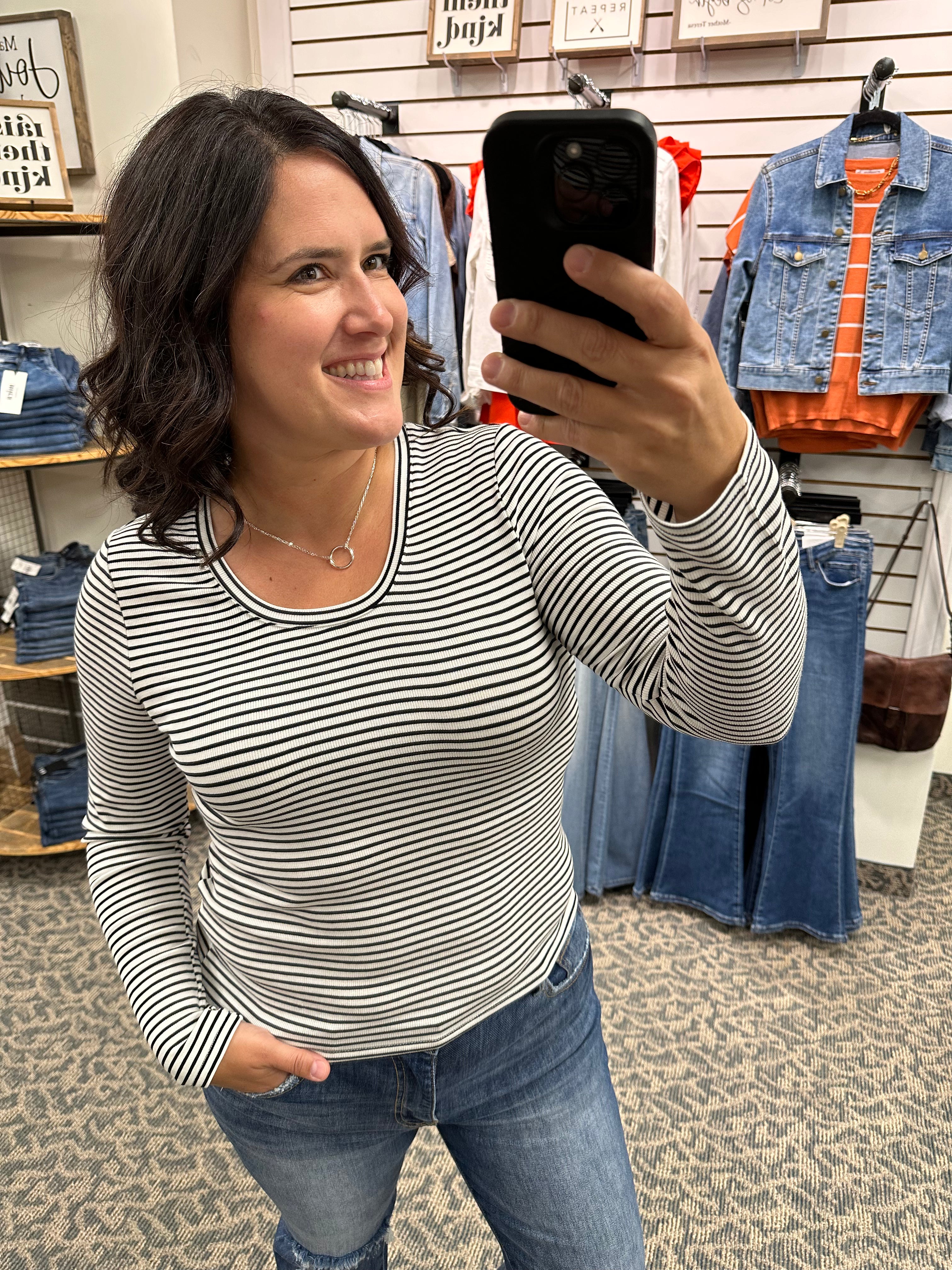White/Black stripe Lauren Top Top - Tee THREAD & SUPPLY