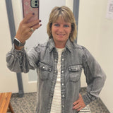 Dark Denim Tencel Long Sleeve Shirt Tops - Button Ups DOE & RAE