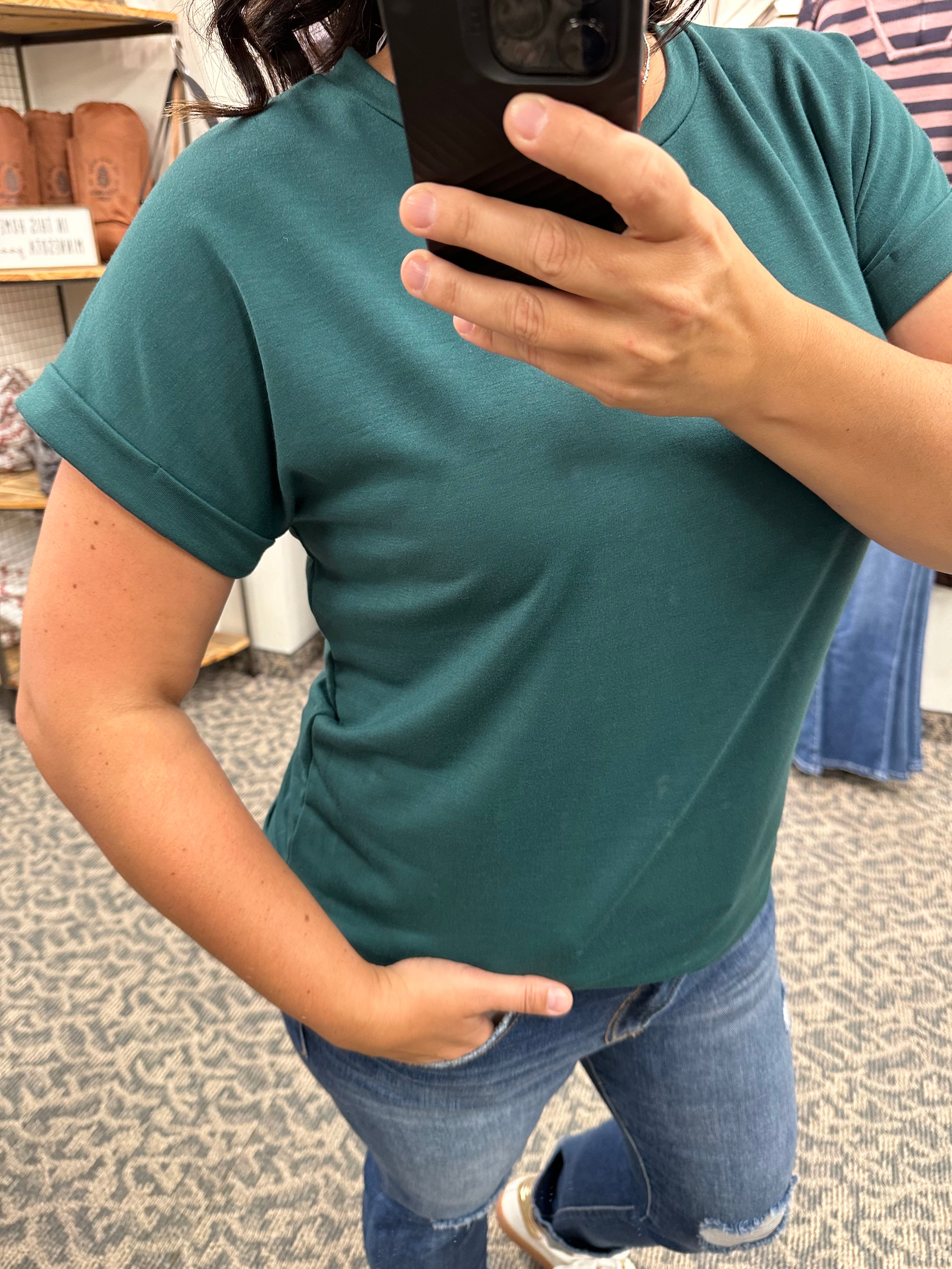 Hunter Green Crew Neck Top Top - Tee STACCATO
