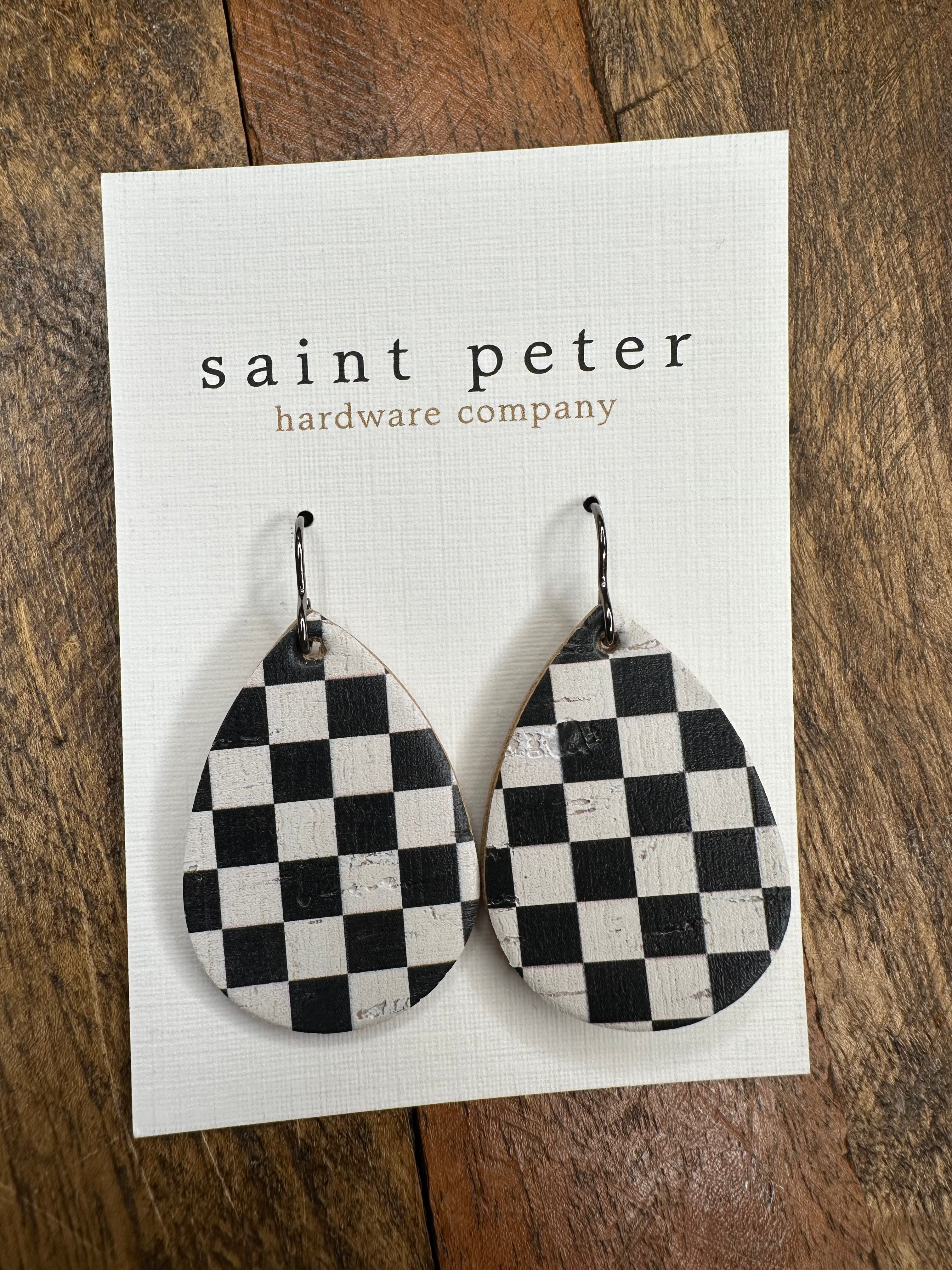 Teardrop Check Earrings Jewelry - Earrings St. Peter Hardware