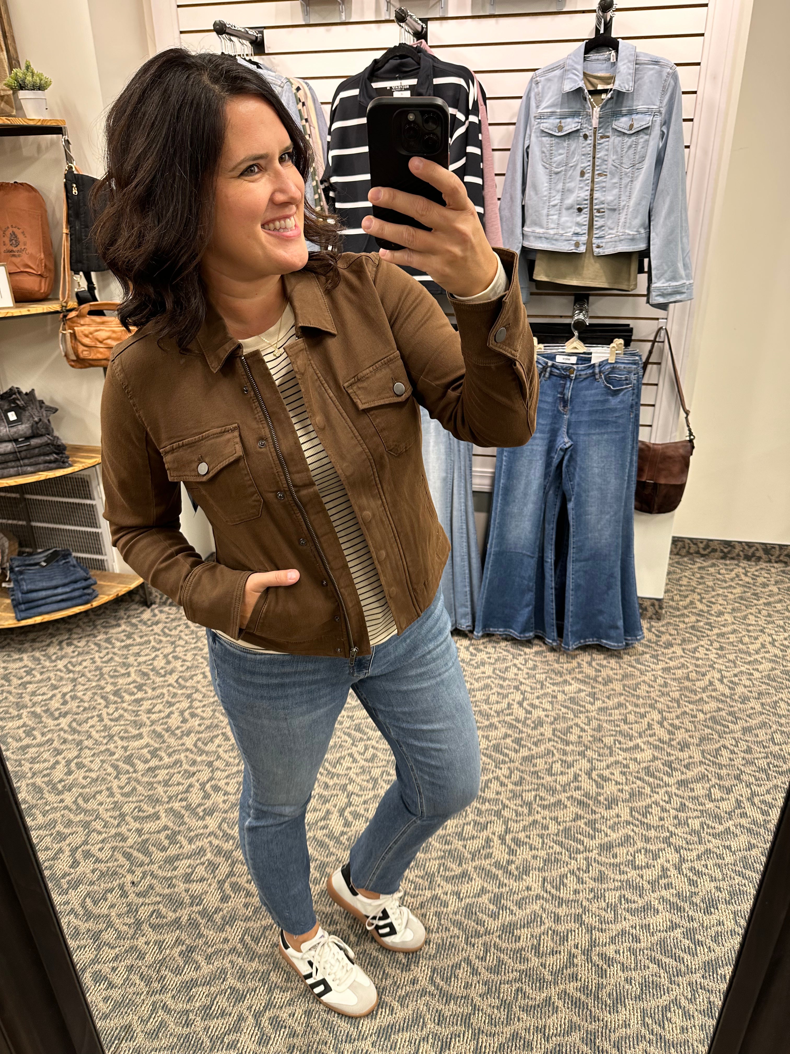 Chocolate Amanda Boxy Jacket (Kut) Outerwear- Jackets KUT FROM THE KLOTH