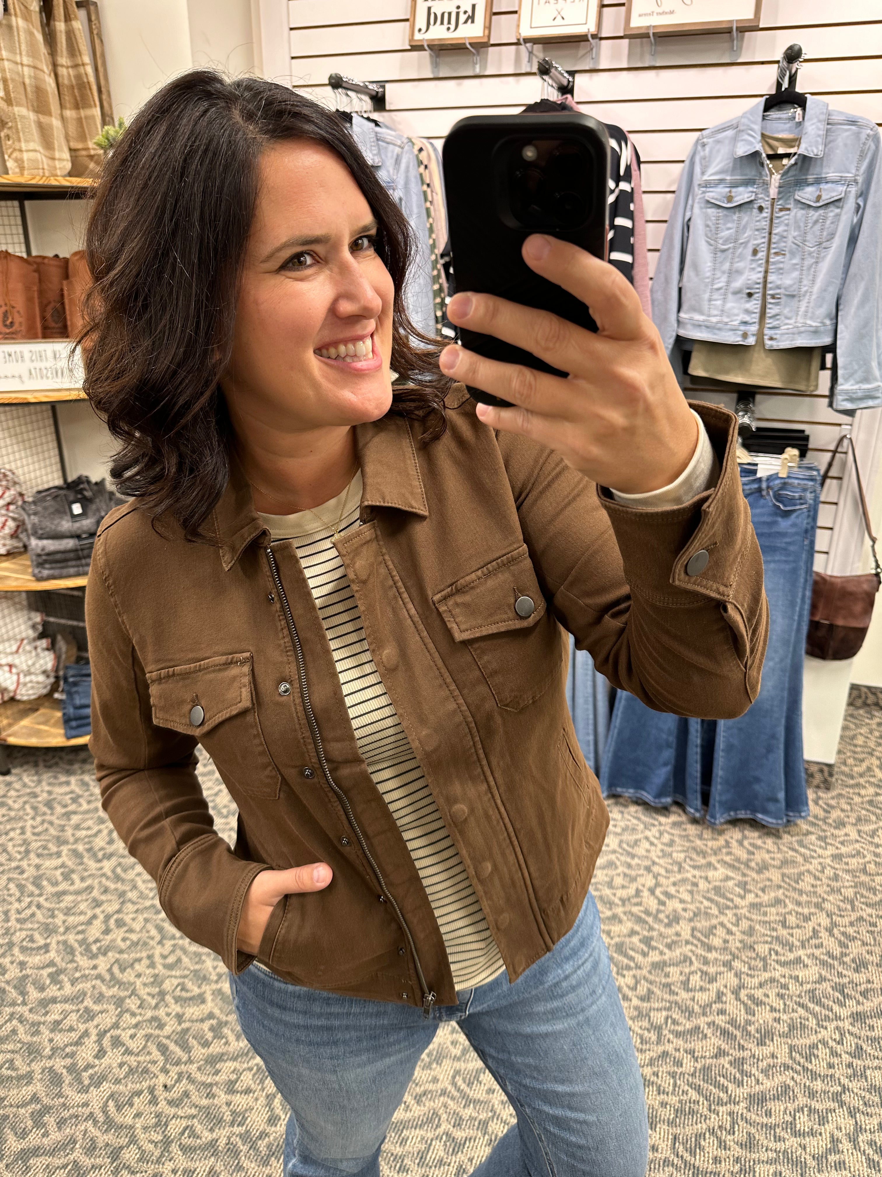 Chocolate Amanda Boxy Jacket (Kut) Outerwear- Jackets KUT FROM THE KLOTH