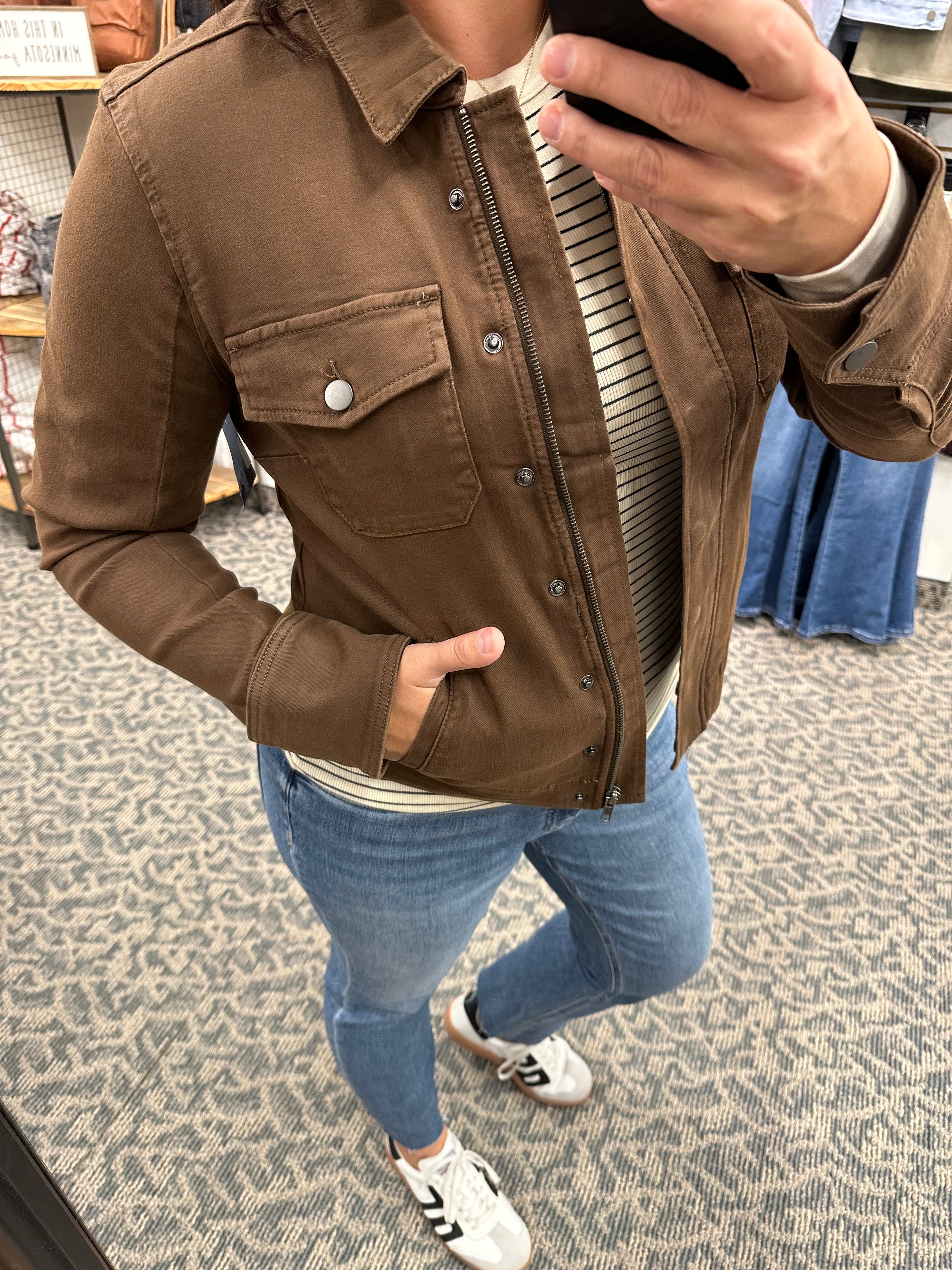 Chocolate Amanda Boxy Jacket (Kut) Outerwear- Jackets KUT FROM THE KLOTH
