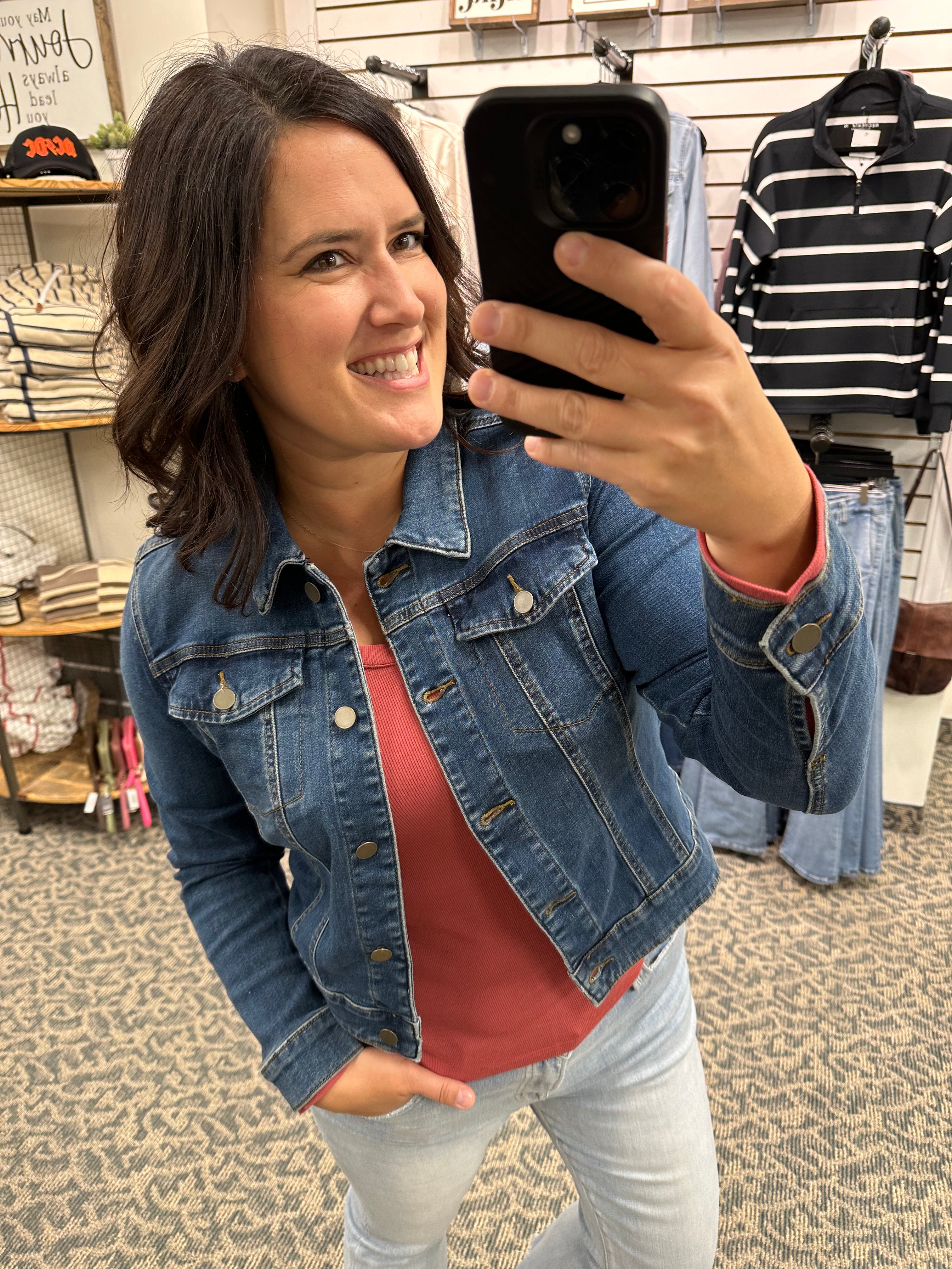 Dark Denim Julia Jacket jean jacket KUT FROM THE KLOTH