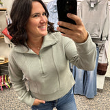 Vetiver Heather Kristine Pullover Top- Sweatshirts THREAD & SUPPLY
