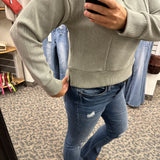 Vetiver Heather Kristine Pullover Top- Sweatshirts THREAD & SUPPLY