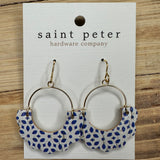 Gold Arch w/Blue Abstract Earrings Jewelry - Earrings St. Peter Hardware