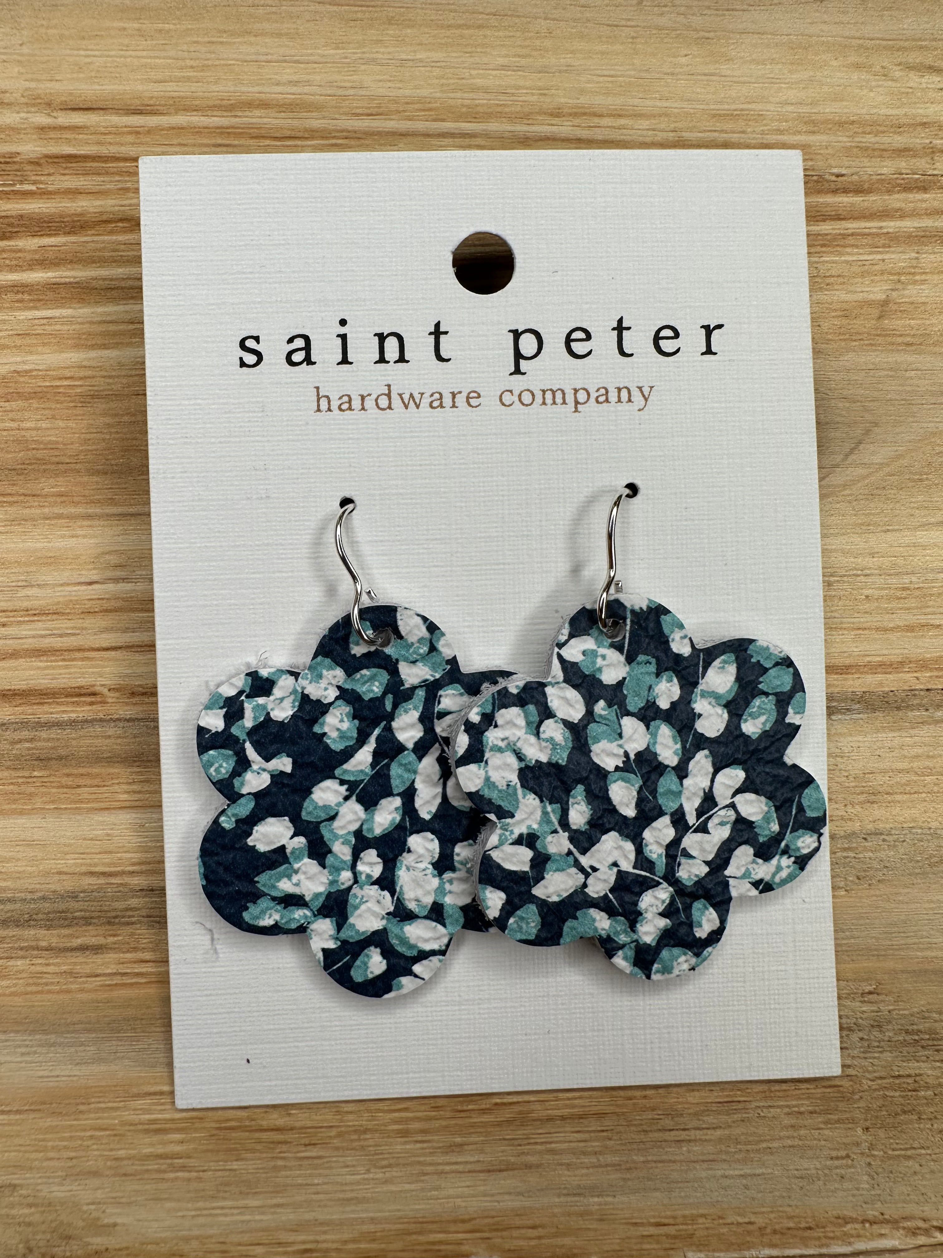 Blue/White Flower Earring Jewelry - Earrings St. Peter hardware