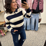 Navy/Ivory Rugby Shirt Top - Sweater THREAD & SUPPLY