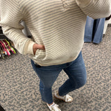 Heather Grey Striped Button Sweatshirt Top - Sweatshirt WISHLIST