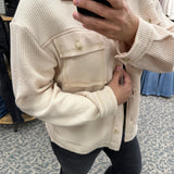 Oatmeal Ribbed Button Down Shacket Outerwear- Jackets STACCATO