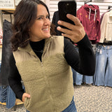 Khaki Polar Collar Vest Outerwear - Vest STACCATO