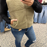 Khaki Polar Collar Vest Outerwear - Vest STACCATO