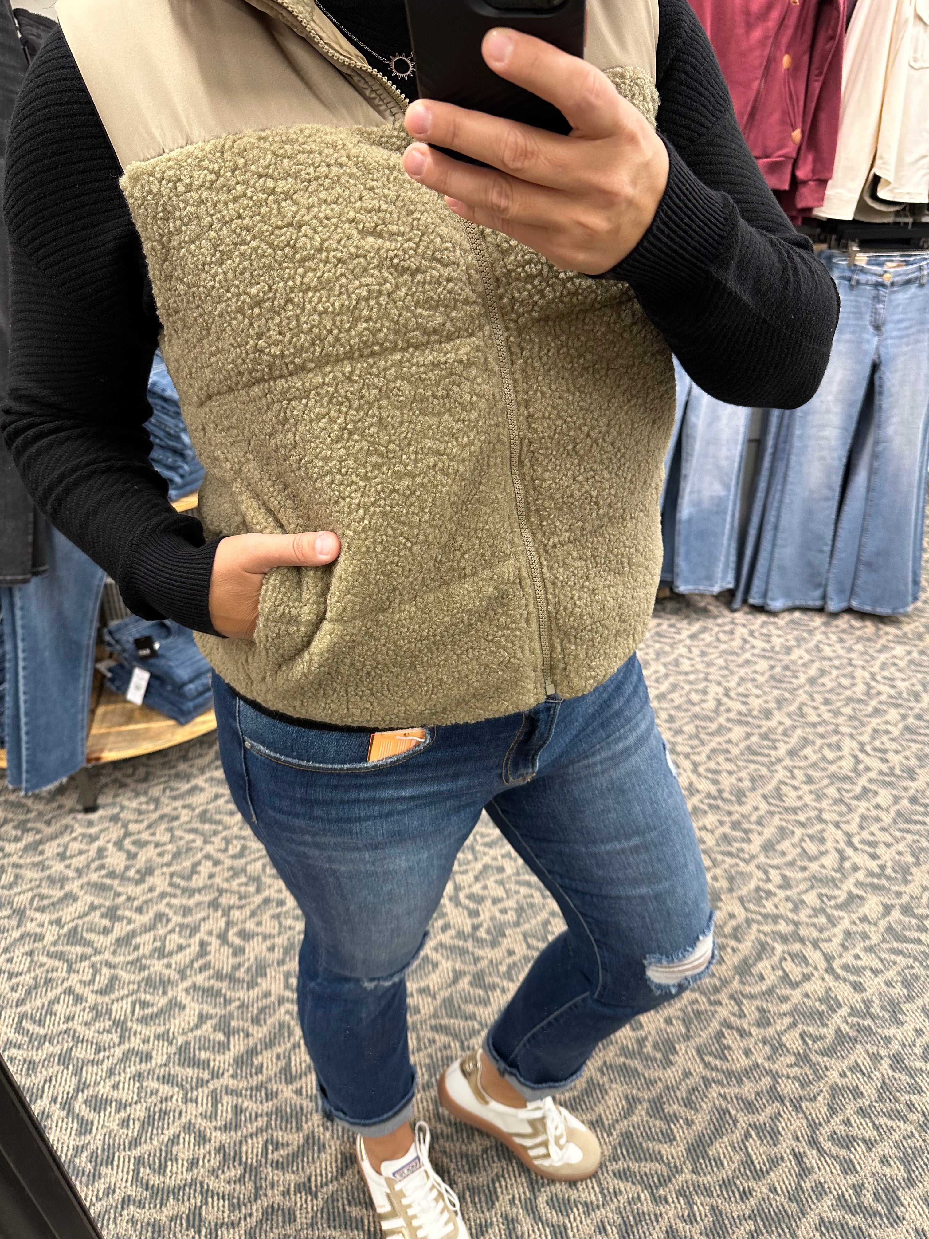 Khaki Polar Collar Vest Outerwear - Vest STACCATO