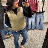 Khaki Polar Collar Vest Outerwear - Vest STACCATO