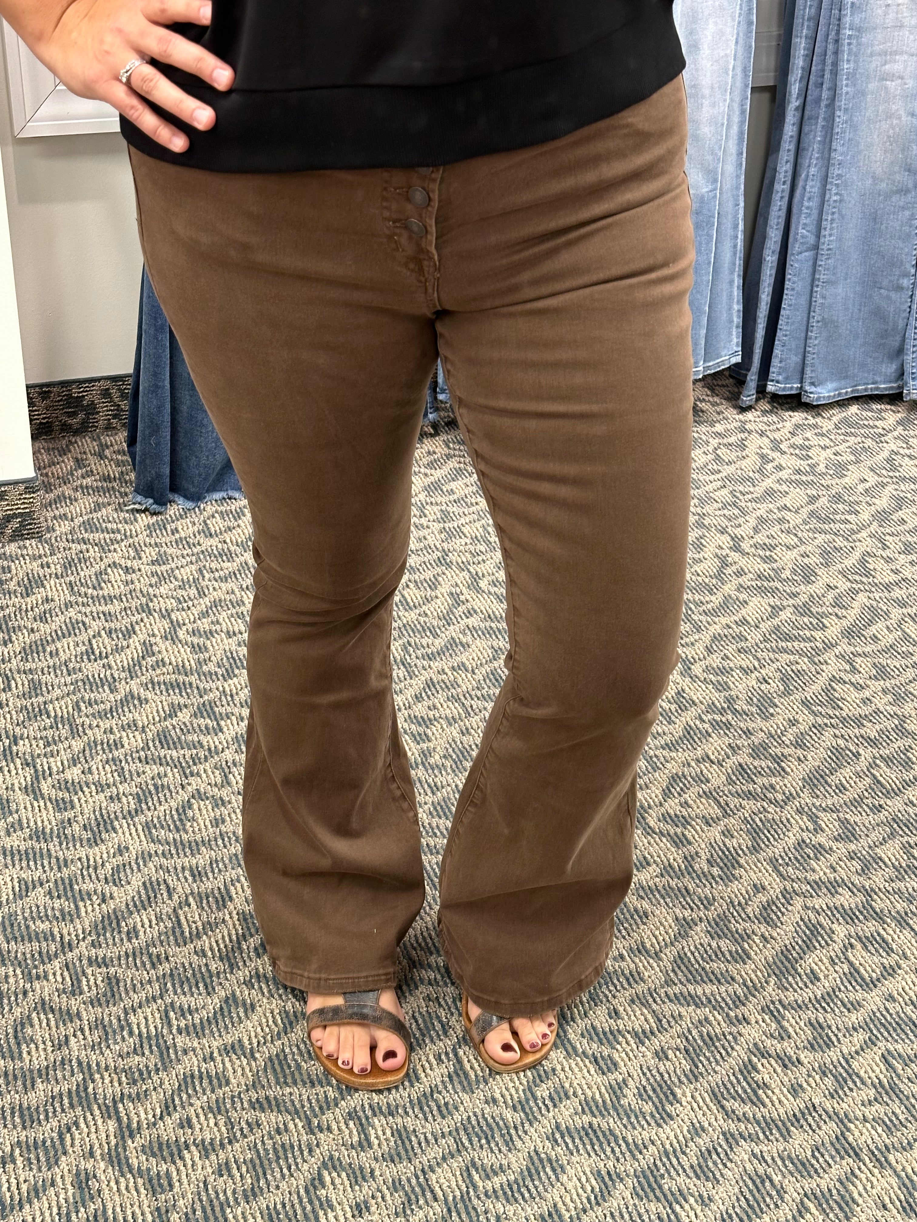 Brown High Rise Flare (Mica) Bottom- Pants MICA DENIM