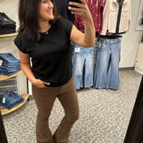 Brown High Rise Flare (Mica) Bottom- Pants MICA DENIM